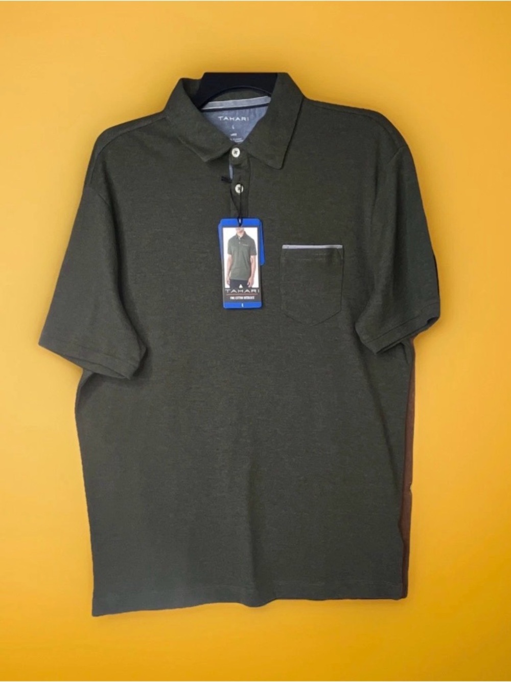 Tahari Men's Olive Polo with Chest Pocket